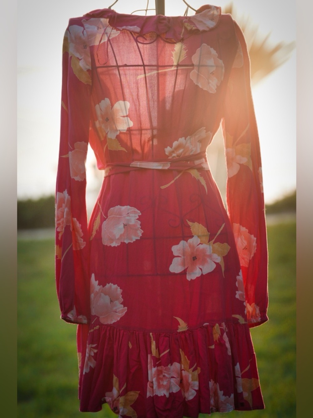 Billabong Red Floral Long Sleeve Mini Dress - Picture 2 of 3